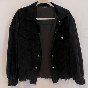 Corduroy Frayed Edge Drop ShoulderJacket